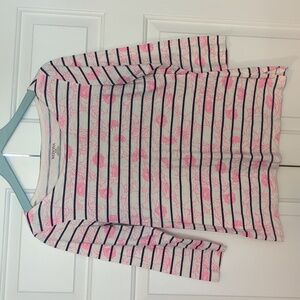 Merona Pink, Blue, and White Fitted 3/4 Sleeve Blouse
